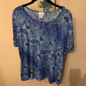 3 FOR $15 Blue Snakeskin Print Top